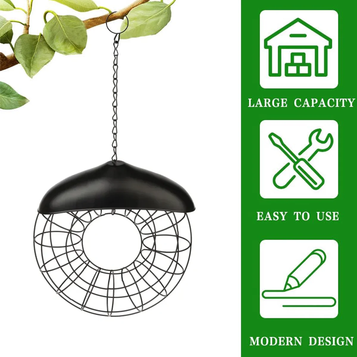 Hanging Metal Suet Bird Feeder With Roof - Image 3