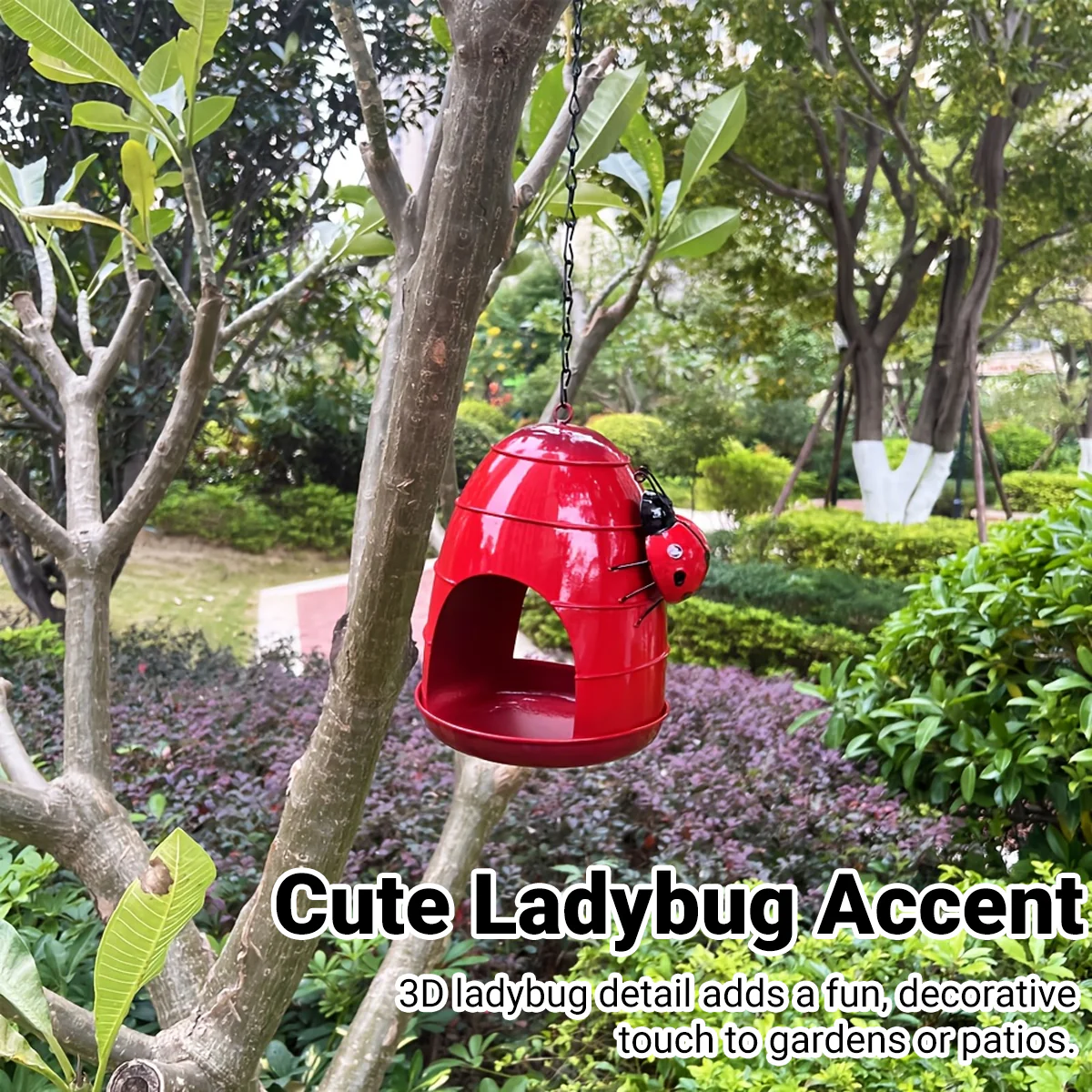 Hanging Outdoor Bird Feeder With Ladybug Design - Image 5