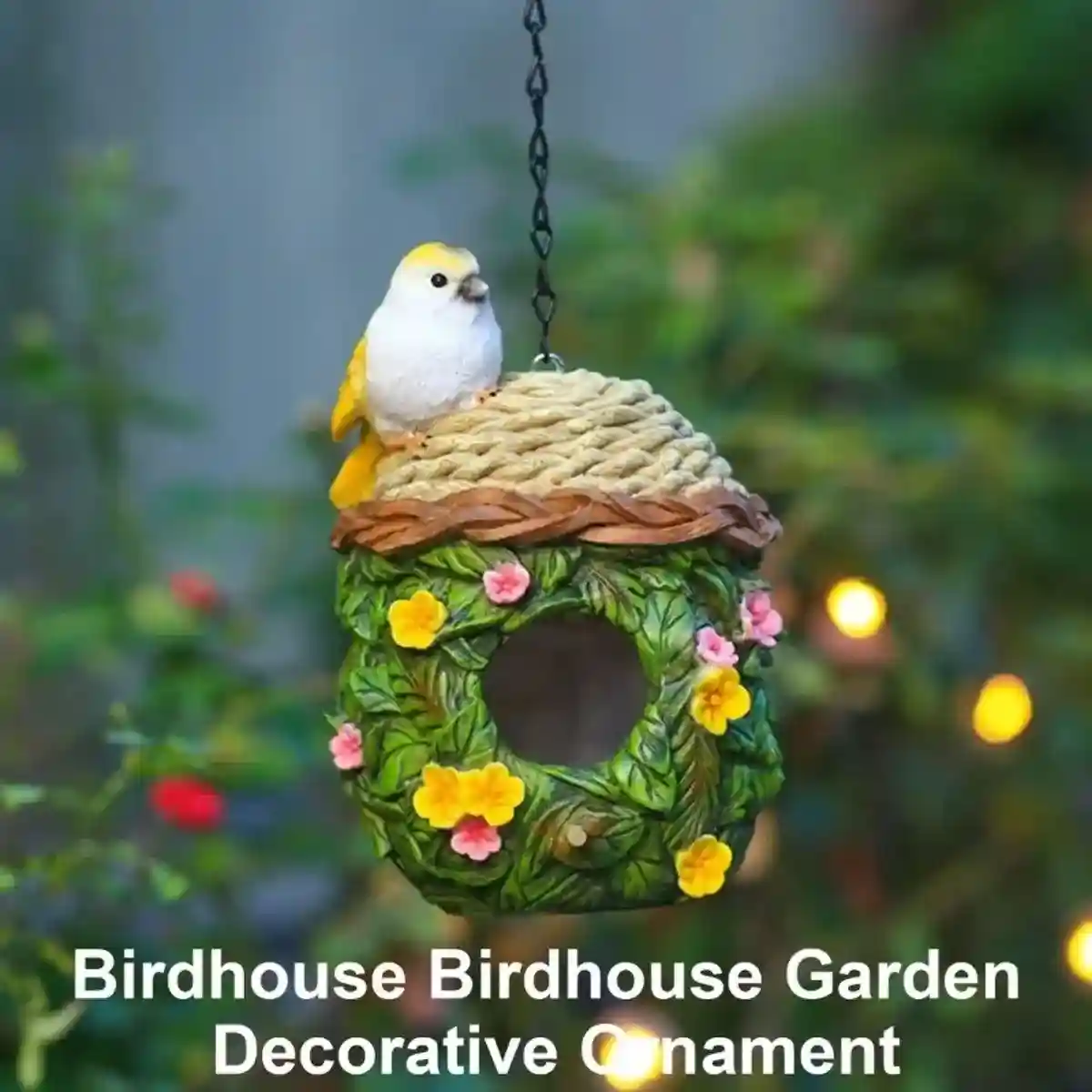 Hanging Resin Birdhouse Hand-Painted Outdoor Garden Decor - Image 12