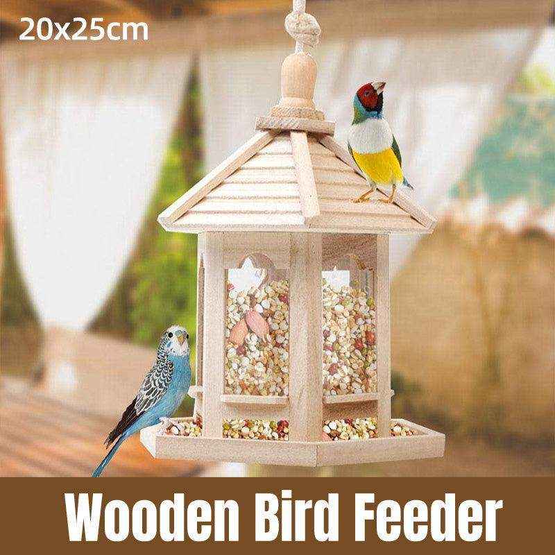 Hexagonal Hanging Outdoor Garden Decor Wooden Bird Feeder - Image 7