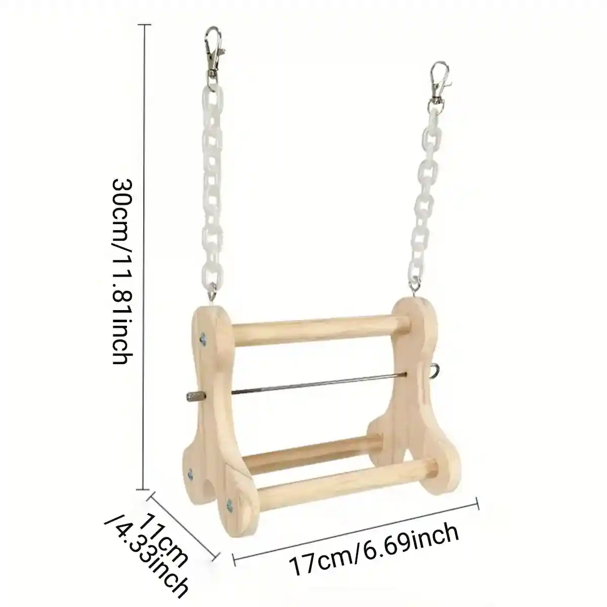 Hanging Wooden Bird Stand with Stainless Steel Fruit Fork - Image 4