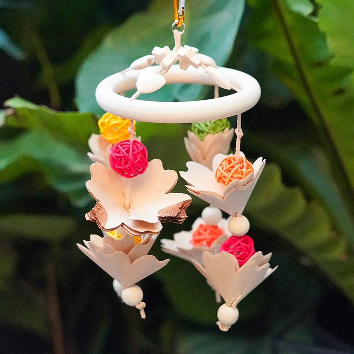 Hanging Wooden Parrot Chew Toy - Image 4