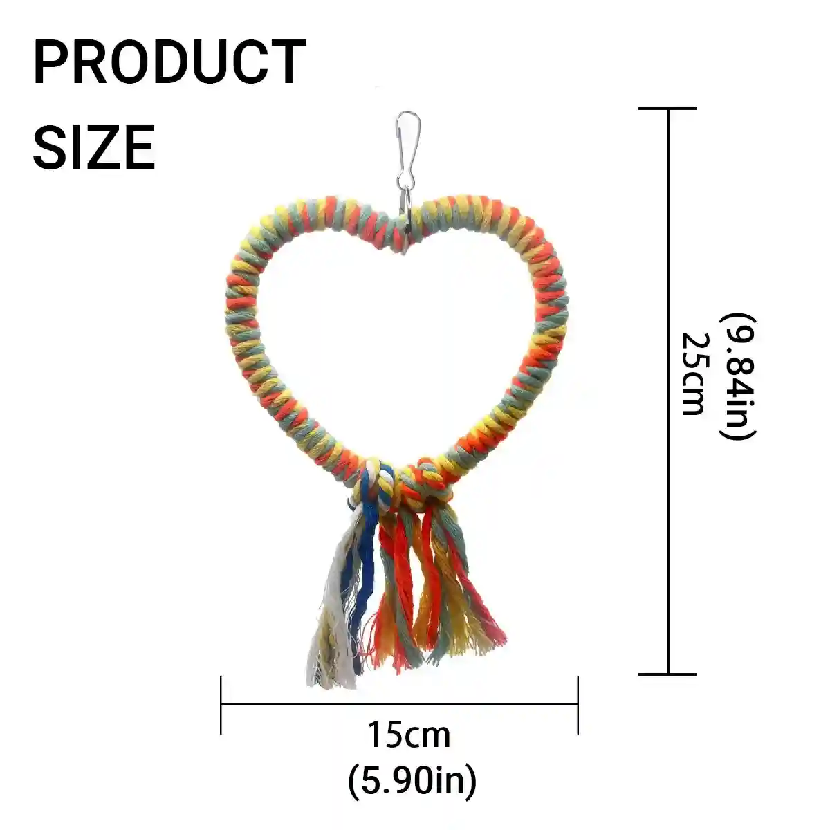 Heart-Shaped Cotton Rope Bird Swing Parrot Cage Toy - Image 6