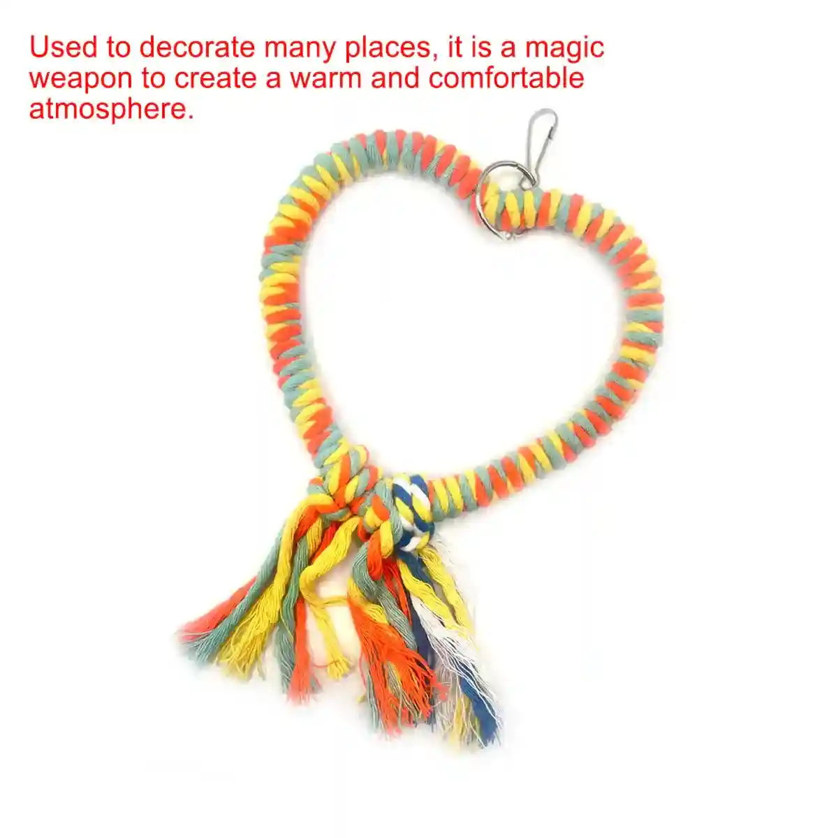 Heart-Shaped Cotton Rope Bird Swing Parrot Cage Toy - Image 7