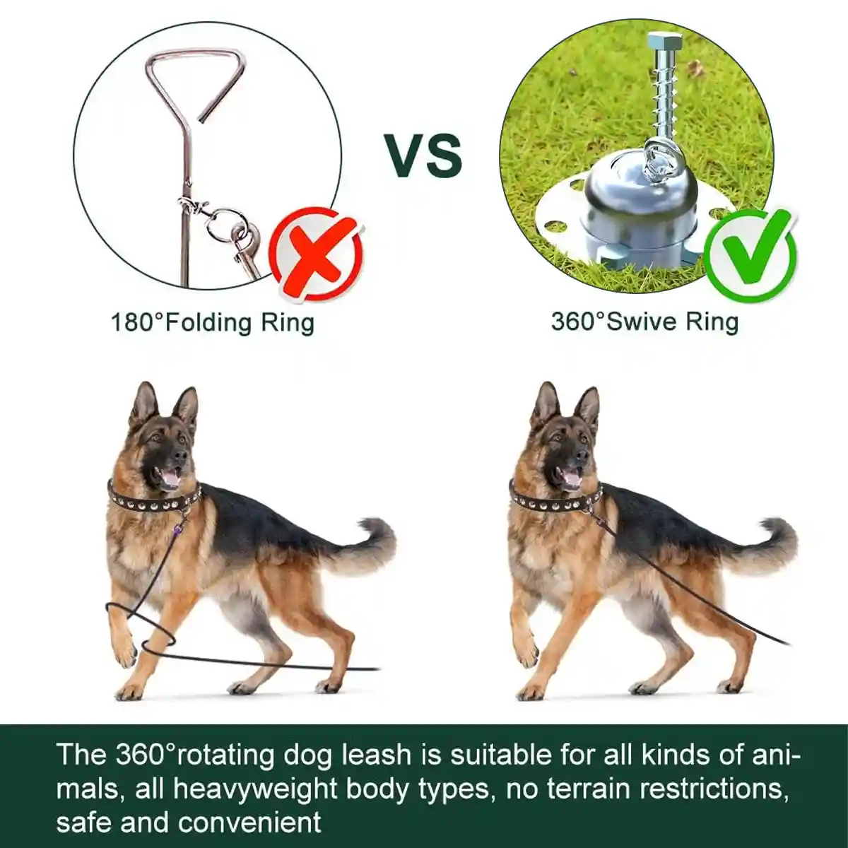 Heavy Duty Dog Stake with 360 Degree Swivel Base - Image 10