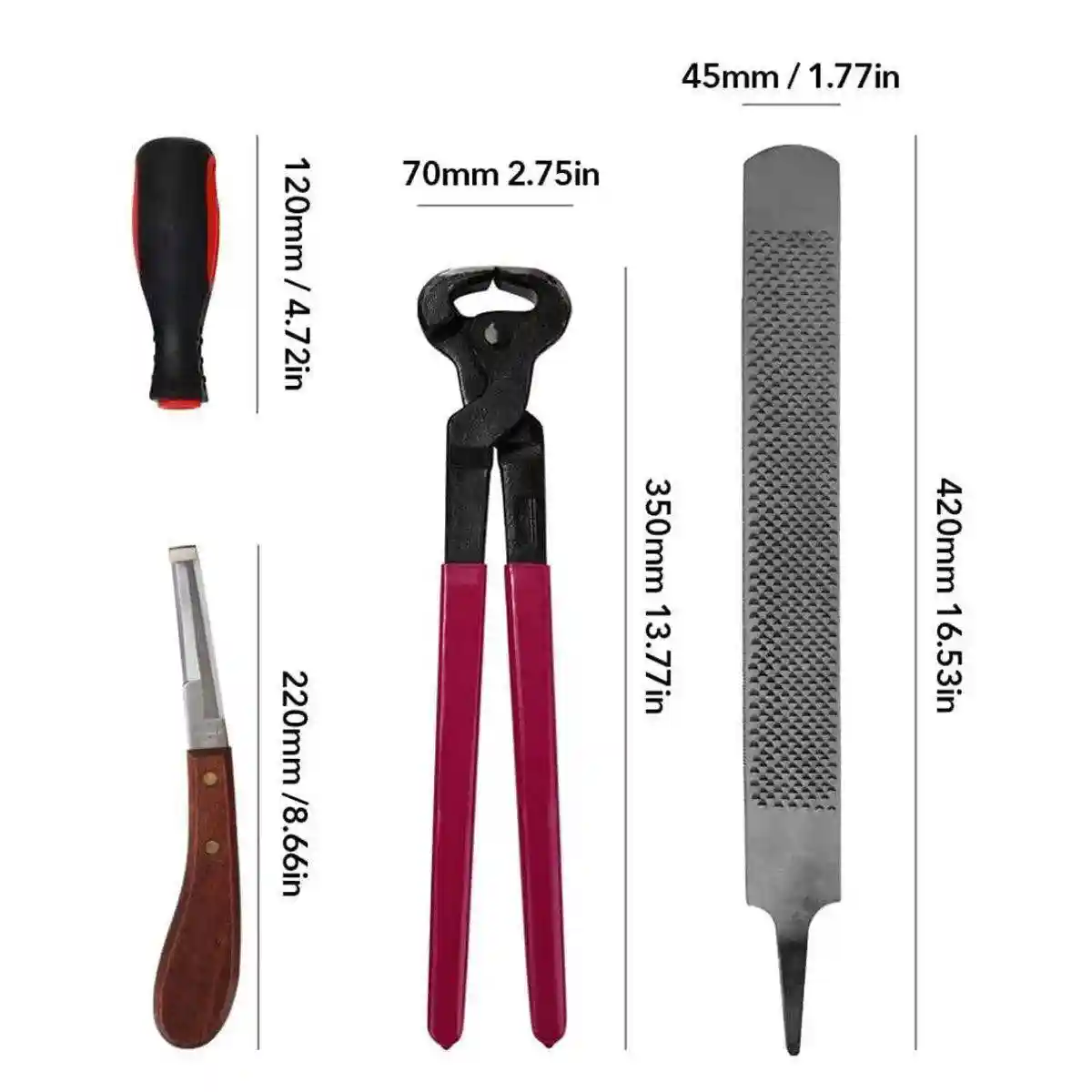 14 Inch Shoe Repair Tool Set Pliers File Knife Horseshoe Shear Hoof Trimming Plate - Image 11
