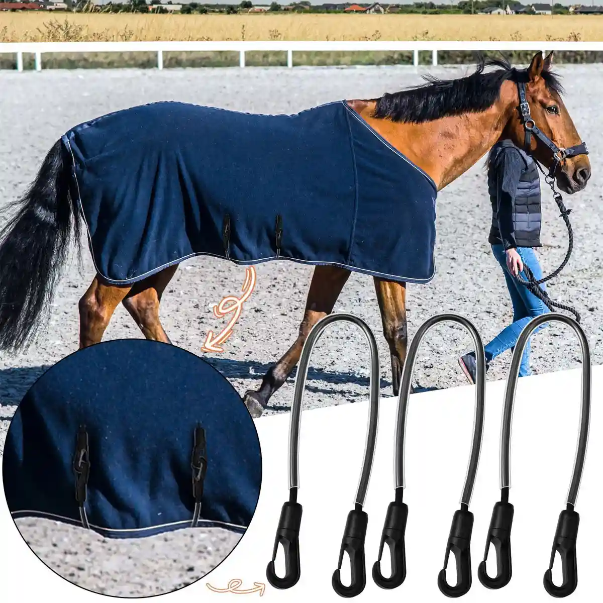Horse Blanket Straps Elastic Double Clip Set With Storage Bag - Image 4