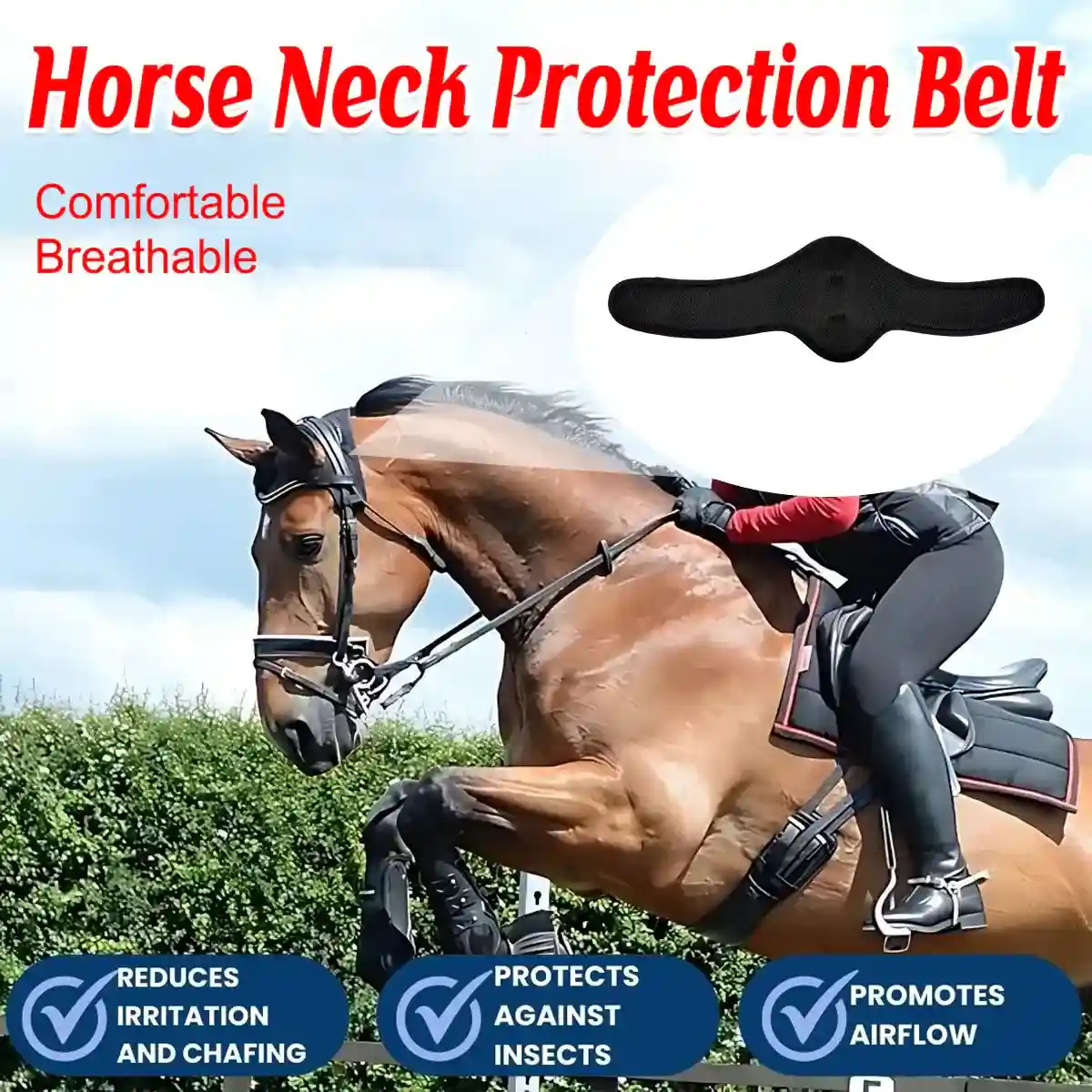 Adjustable Mesh Horse Neck Protection Belt Anti-Chafing Guard for Riding - Image 2