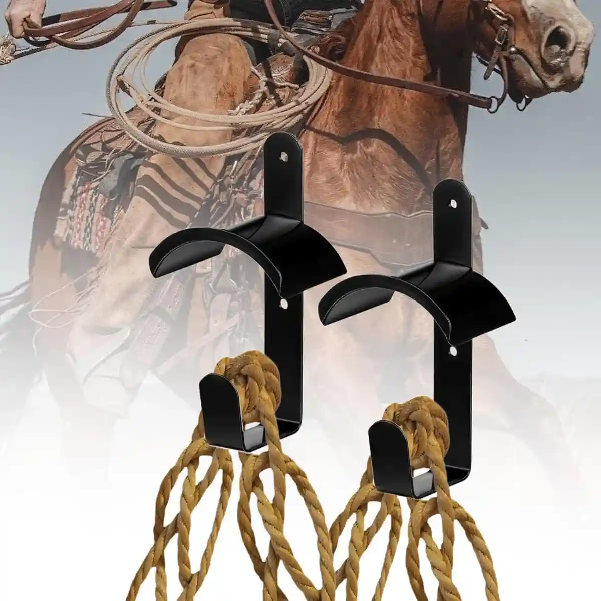 Horse Saddle Rack Wall Hooks Heavy-Duty Iron 2PCS - Image 12