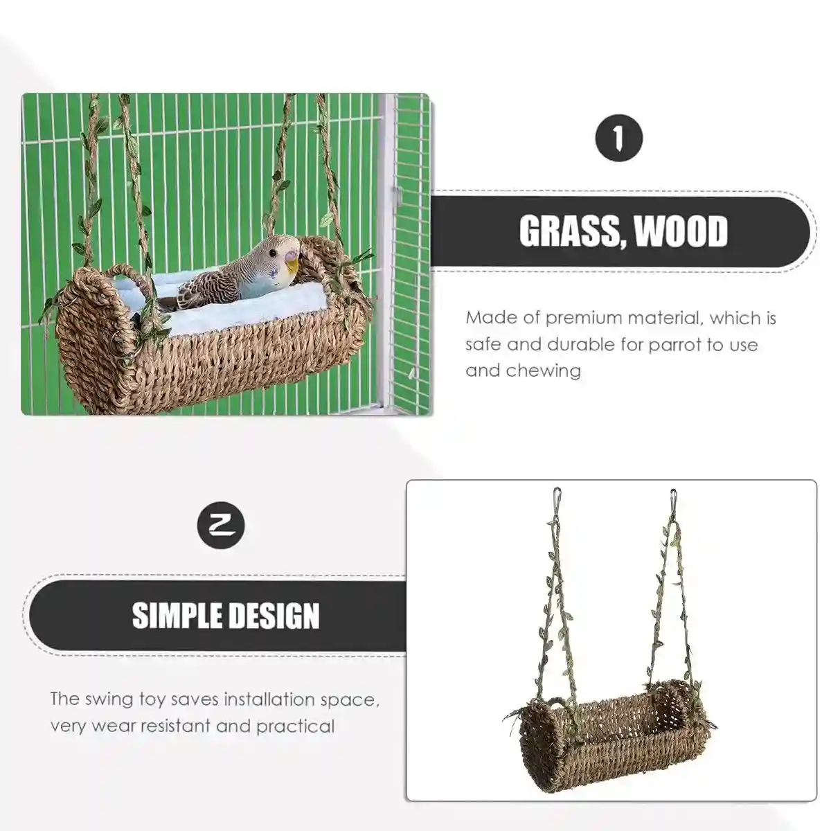 Multi-Season Bird Nest Comfortable Grass Weaving Nest with Cushion - Image 10