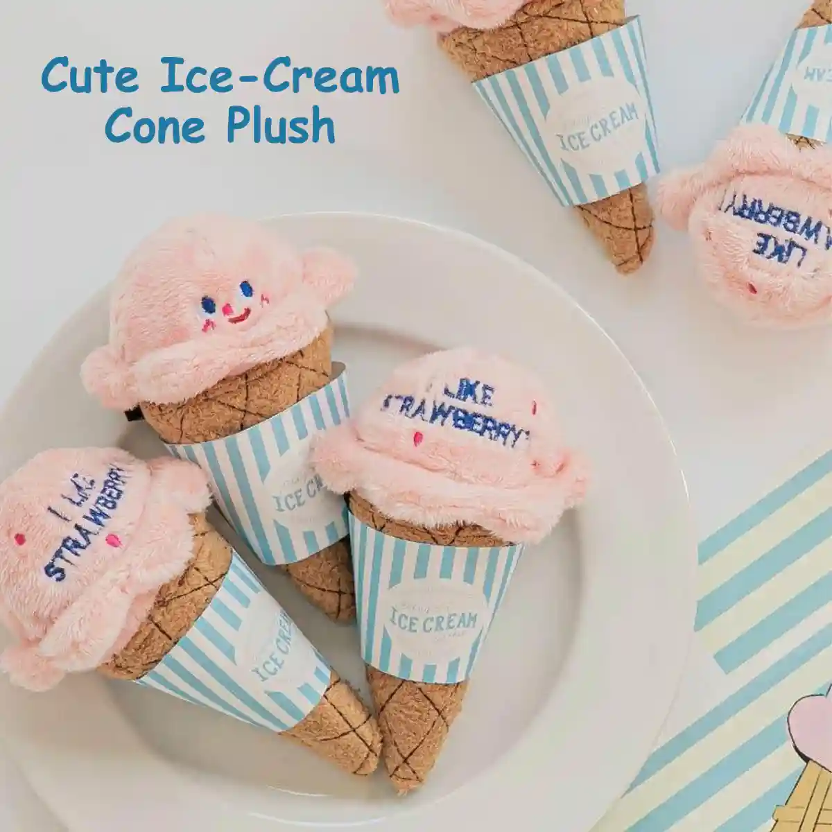 Ice Cream Cone Dog Chew Toy Plush With Squeaker - Image 3