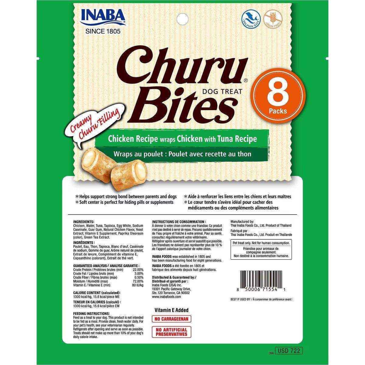 INABA Churu Bites Chicken Wraps With Tuna Recipe Dog Treat 8*96g - Image 2