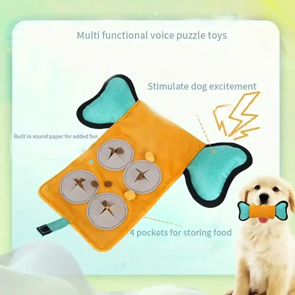 Interactive Canvas Dog Toy with Treat Pockets Crinkle Sound - Image 11