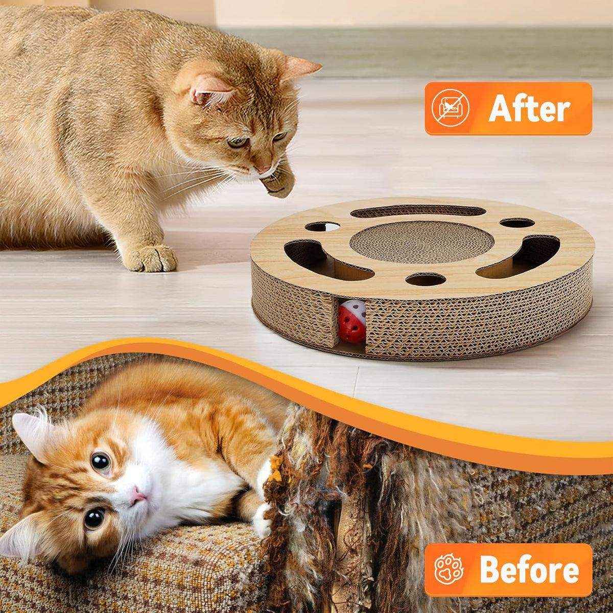 Interactive Cat Scratching Toy Claw Pad & Turntable Ball Track - Image 7