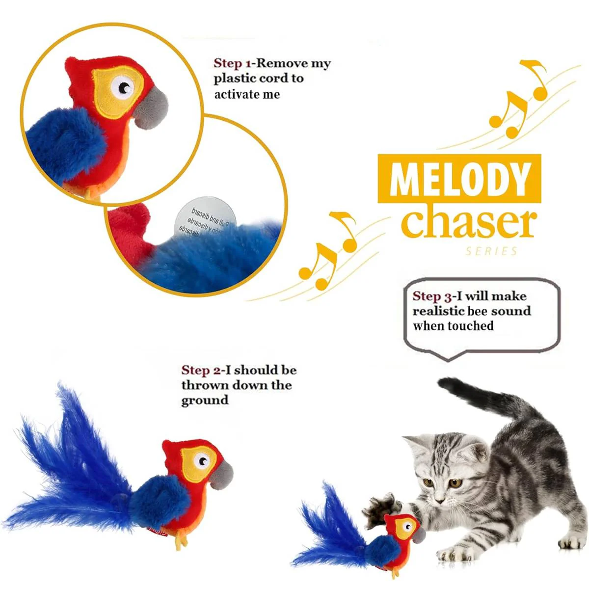 Interactive Cat Toy Motion Activated Parrot Sound Toy - Image 6
