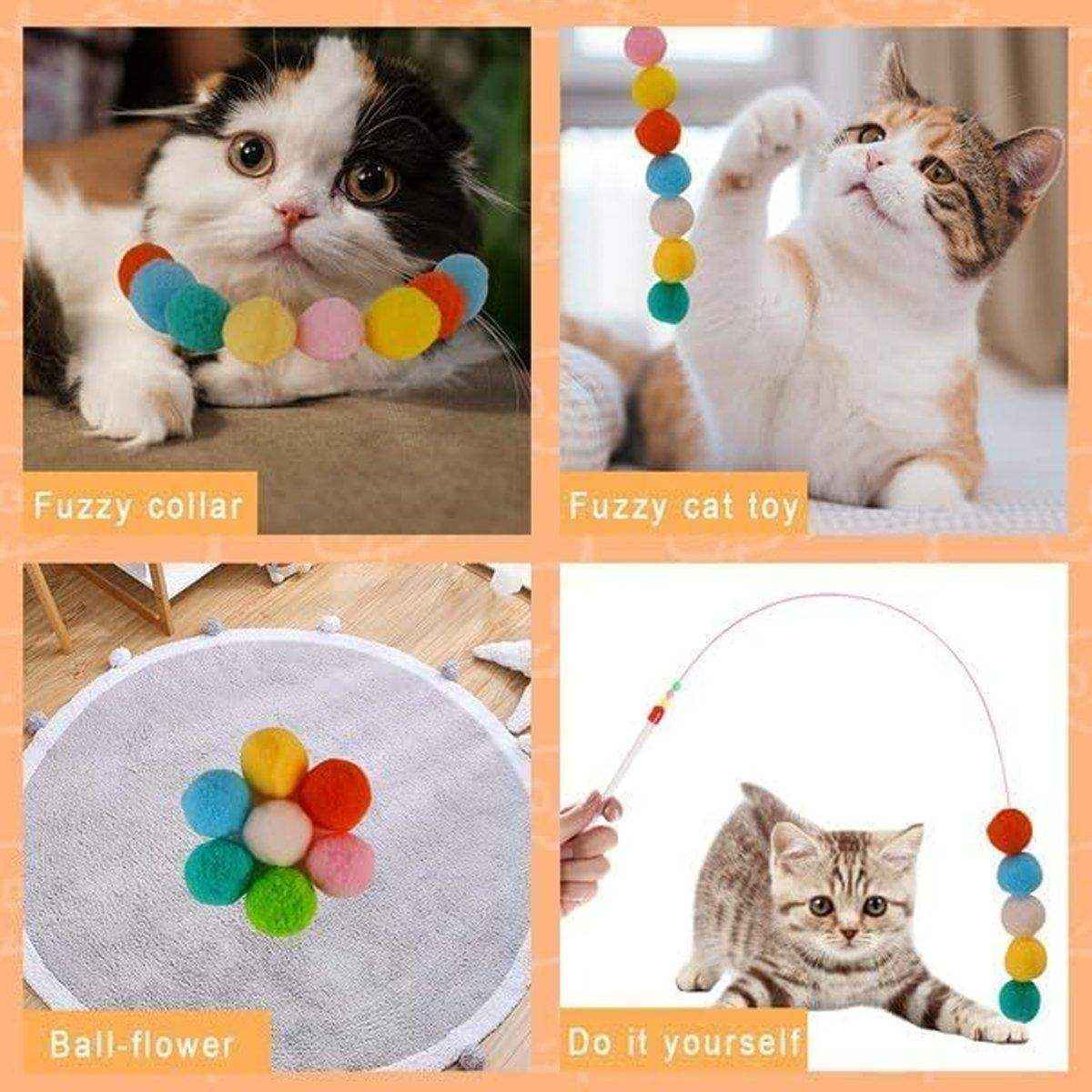 Cat Ball Gun Interactive Toy with 100pcs Colourful Stretch Plush Pom Pom Ball - Image 15