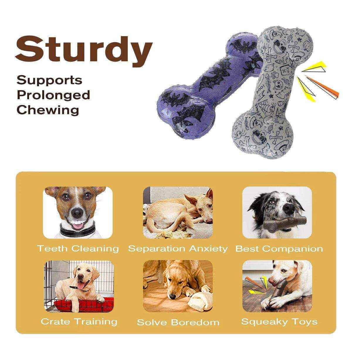 Interactive Dog Bone Chew Toy for Dental Health Durable TPR Material Grey & Blue - Image 8