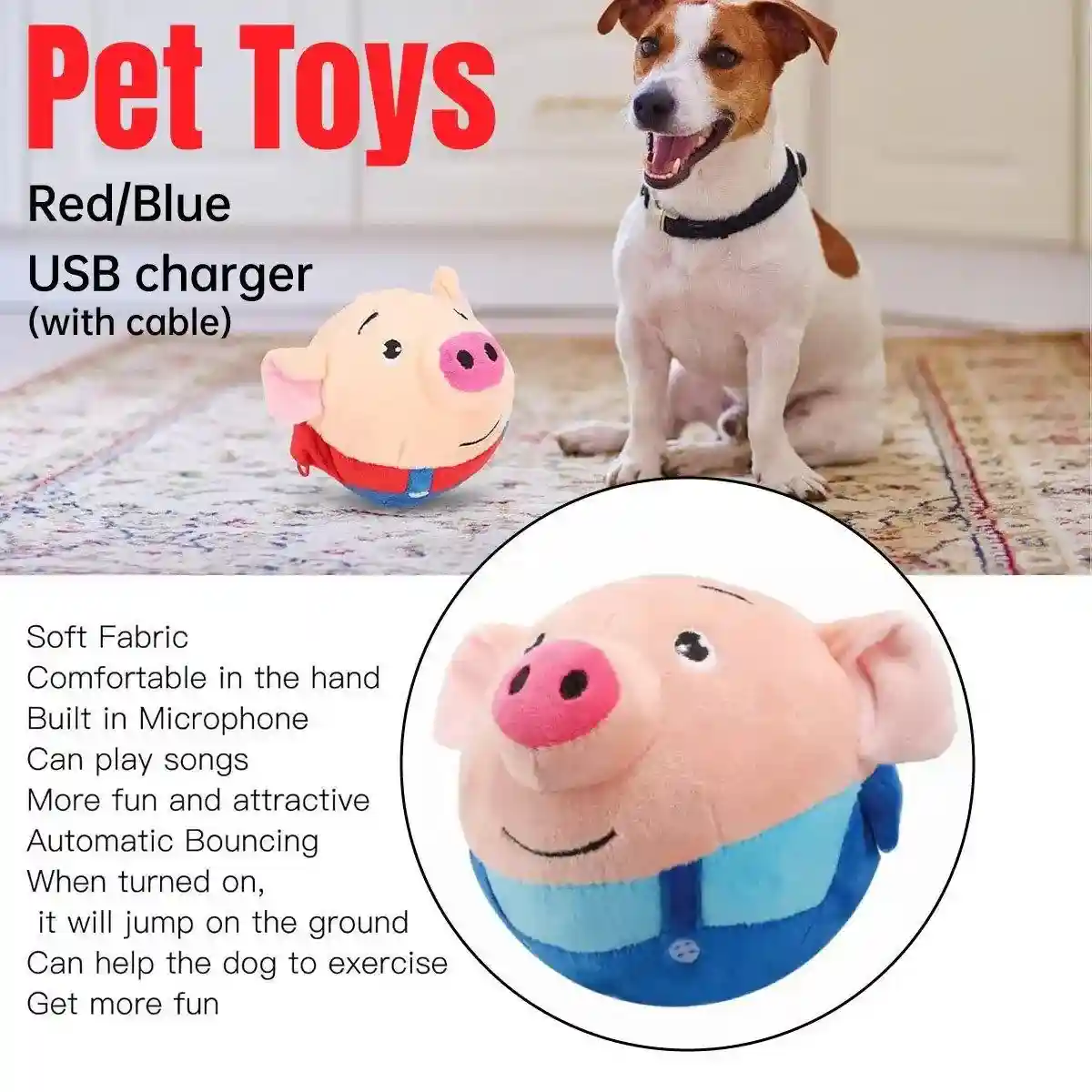Interactive Jumping Pig Toy for Pets Dogs Cats Fun Animal Bouncing Play Toy - Image 2