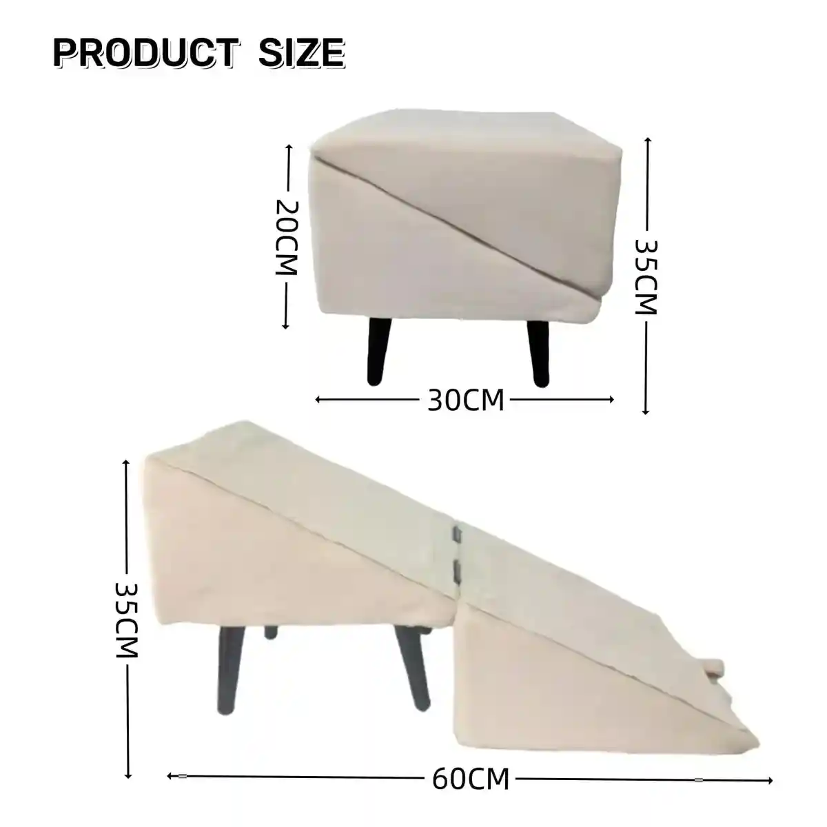 Khaki Wooden Pet Dog Stairs Ramp Dual-Function Foldable Step Ladder - Image 6
