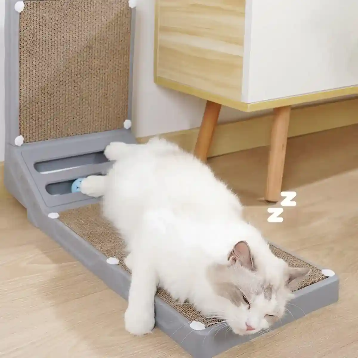 L-Shaped Cat Scratch Board Durable Scratcher with Ball Tracks - Image 4