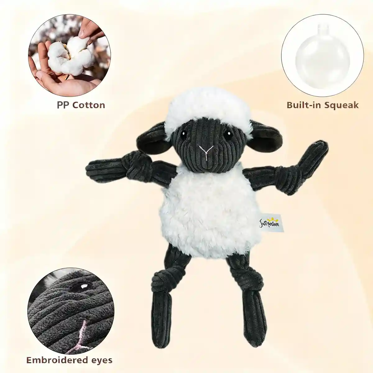 Lamb Shape Pet Chew Toy with Squeaker Soft PP Cotton for Dogs - Image 9