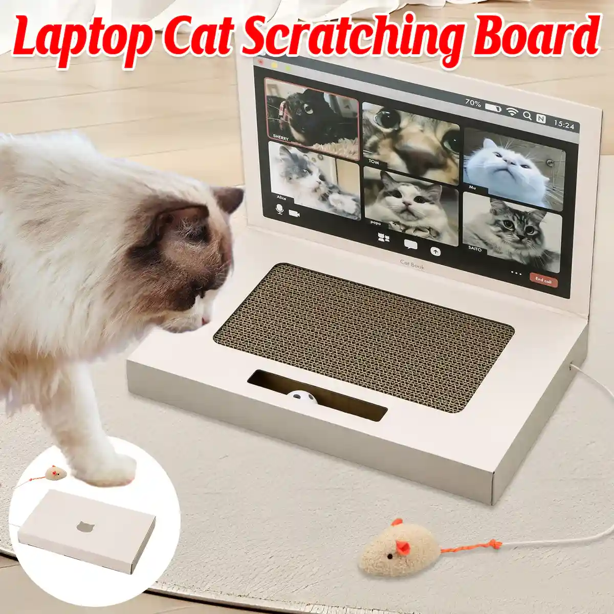 Laptop-Inspired Cat Scratching Board Durable & Interactive Design