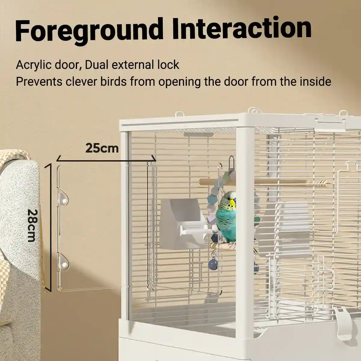 Modern Large Bird Cage with Acrylic Panels and Skylight Playtop - Image 3