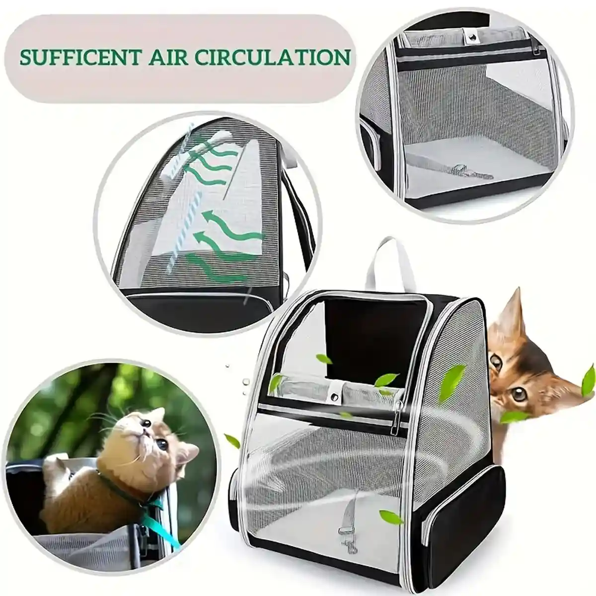 Large Foldable Breathable Portable Cat Dog Bag Pet Backpack - Image 5