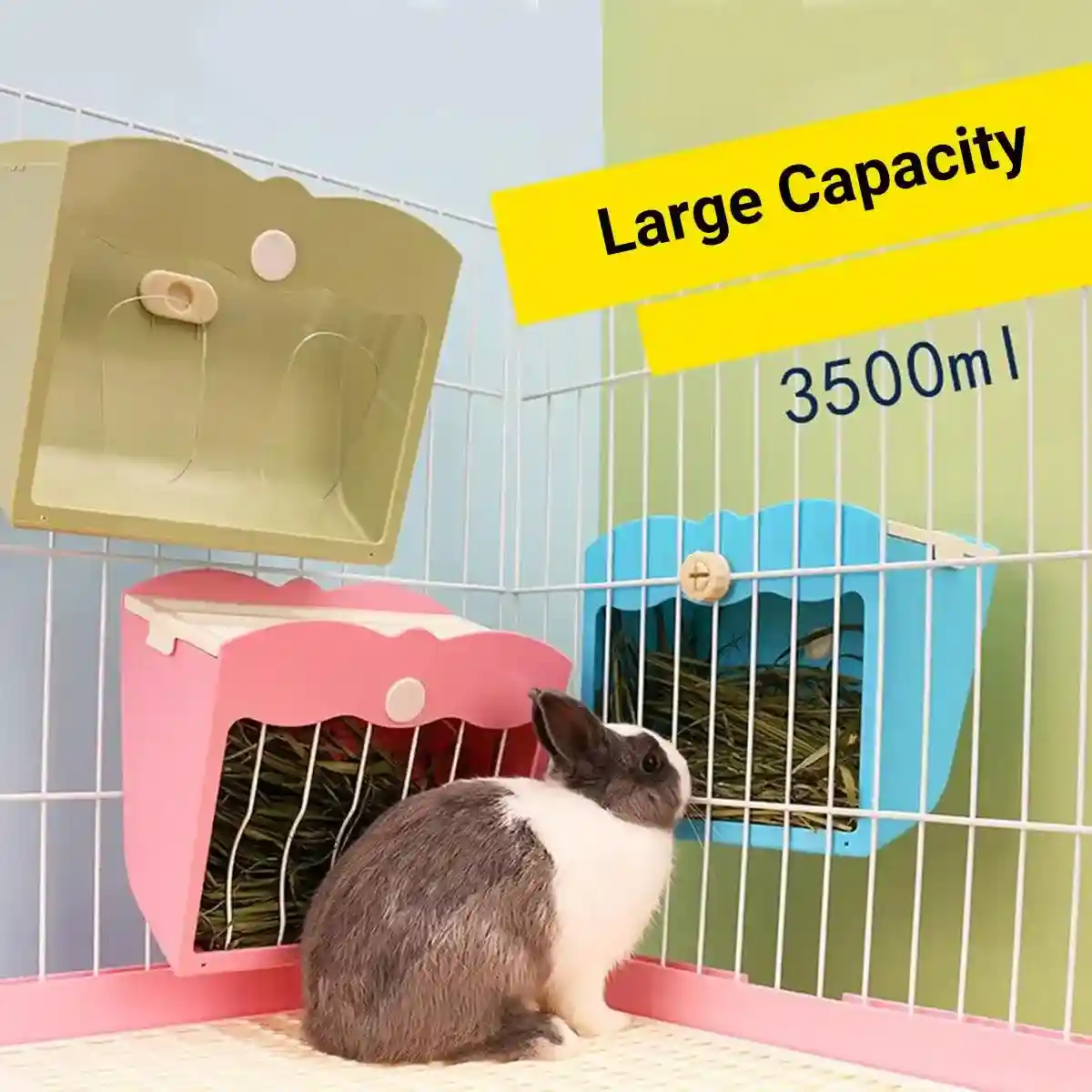 Large Capacity Hay Feeder For Rabbits Steel Mesh Design 25x21x13cm - Image 9