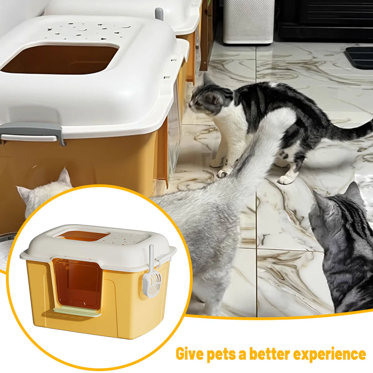 Large Semi-Enclosed Cat Litter Box With Door - Image 12