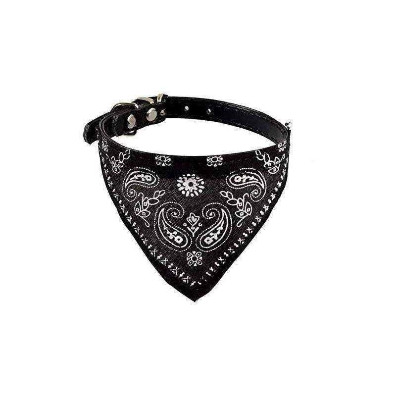 Adjustable Leather Collar with Stylish Dog Bandana Scarf - Image 18