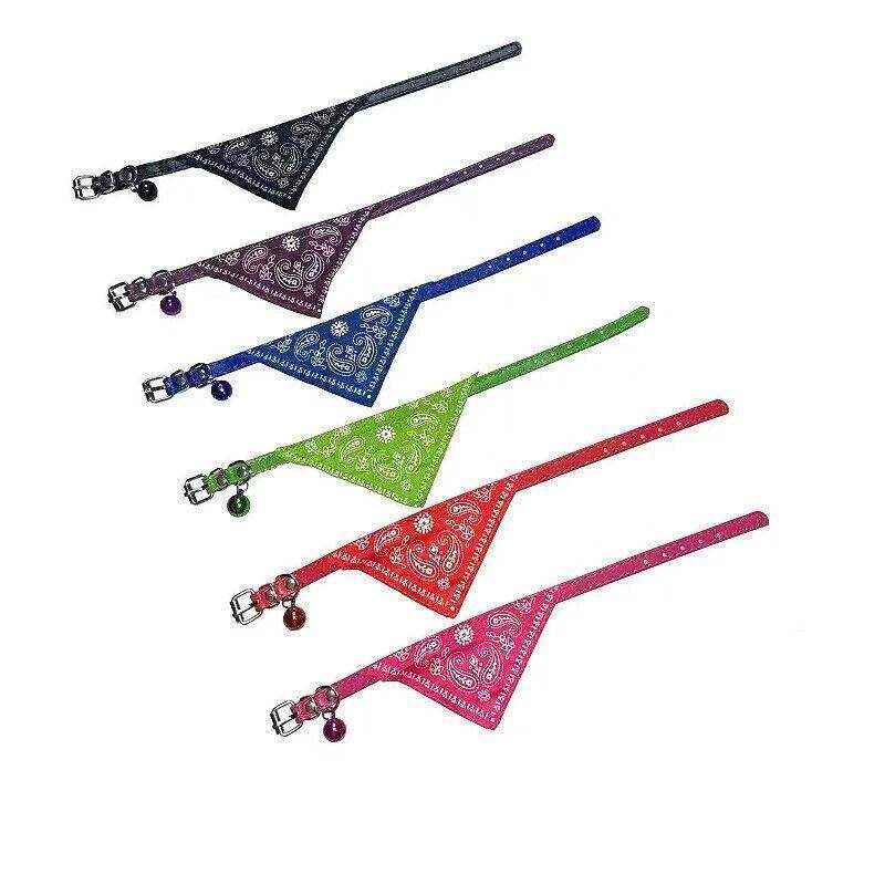 Adjustable Leather Collar with Stylish Dog Bandana Scarf - Image 7