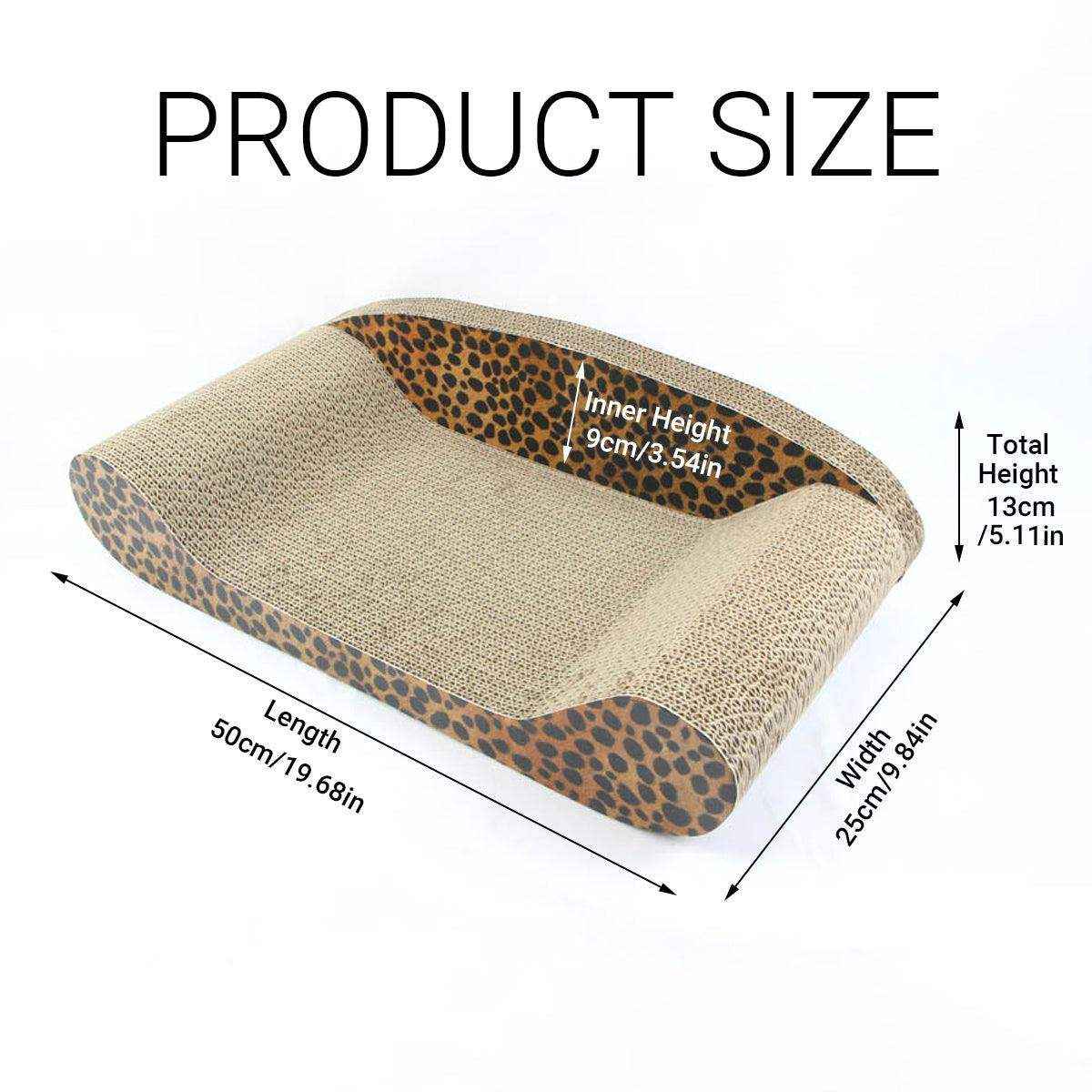 Leopard Print Sofa Lounge with Curved Cat Scratching Pad Surface - Image 3
