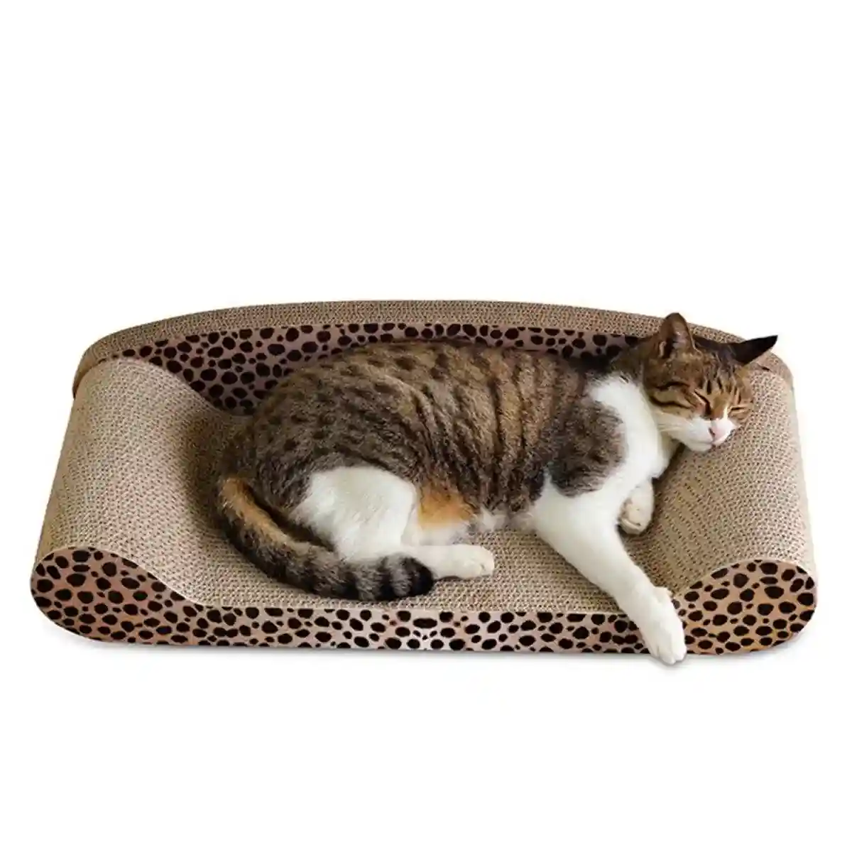 Leopard Print Sofa Lounge with Curved Cat Scratching Pad Surface - Image 8