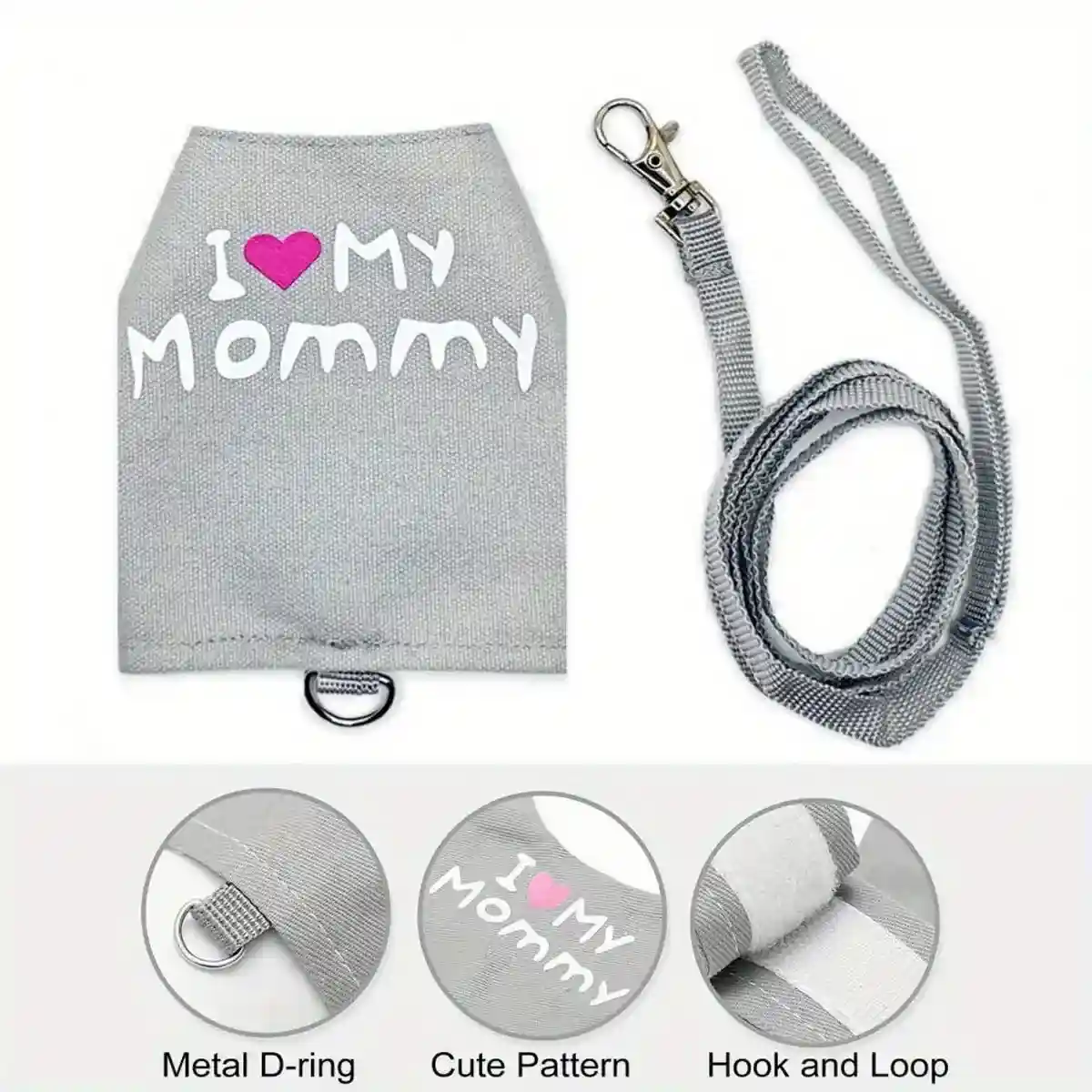 Luminous Reptile Clothes and Leash Set with "I Love Mommy" Print - Image 8