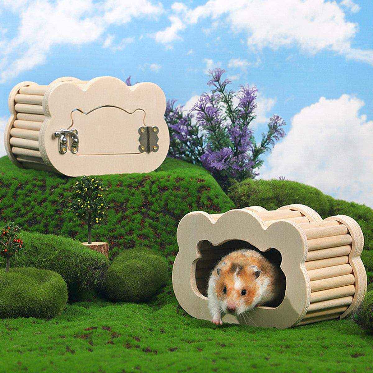 Magnetic Mouse House Wooden Hamster Hideout with Visible Design - Image 5