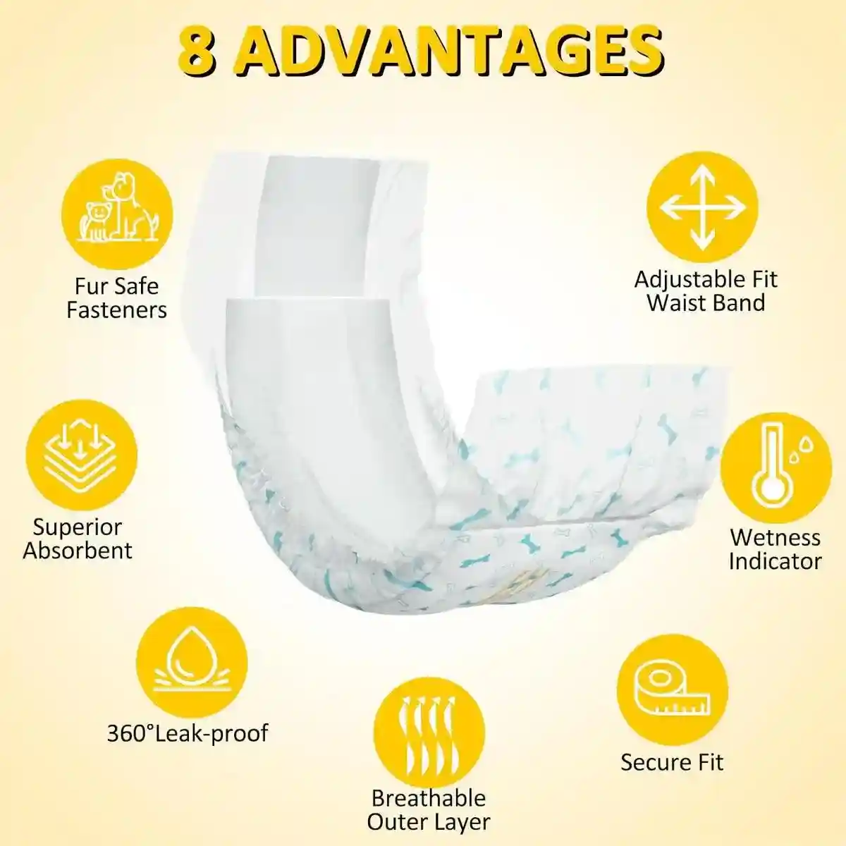 Male Dog Diapers Adjustable Fit Leak-Proof with Wetness Indicator - Image 4