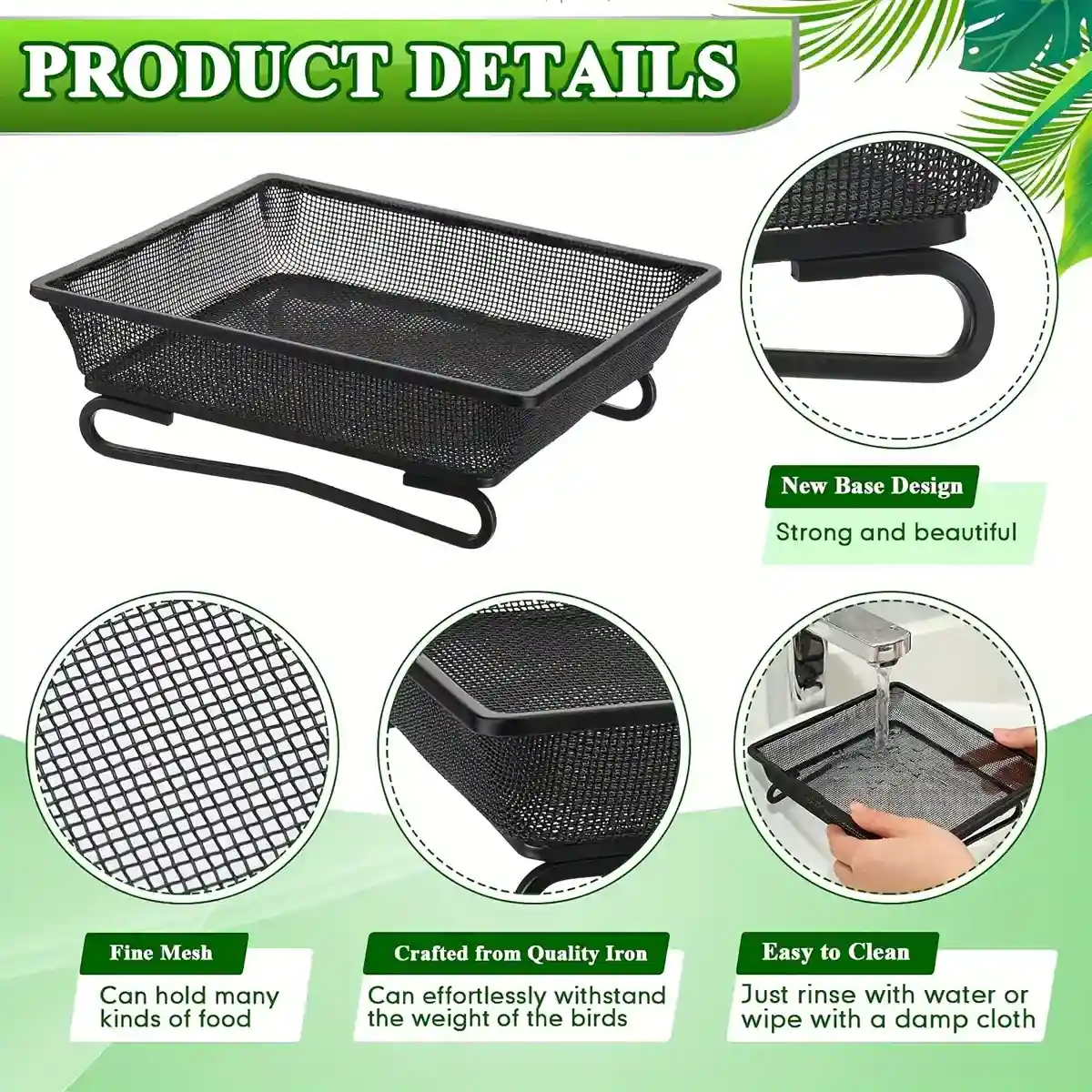 Rust-Resistant Outdoor Tray with Square Metal Bird Feeder Design - Image 16