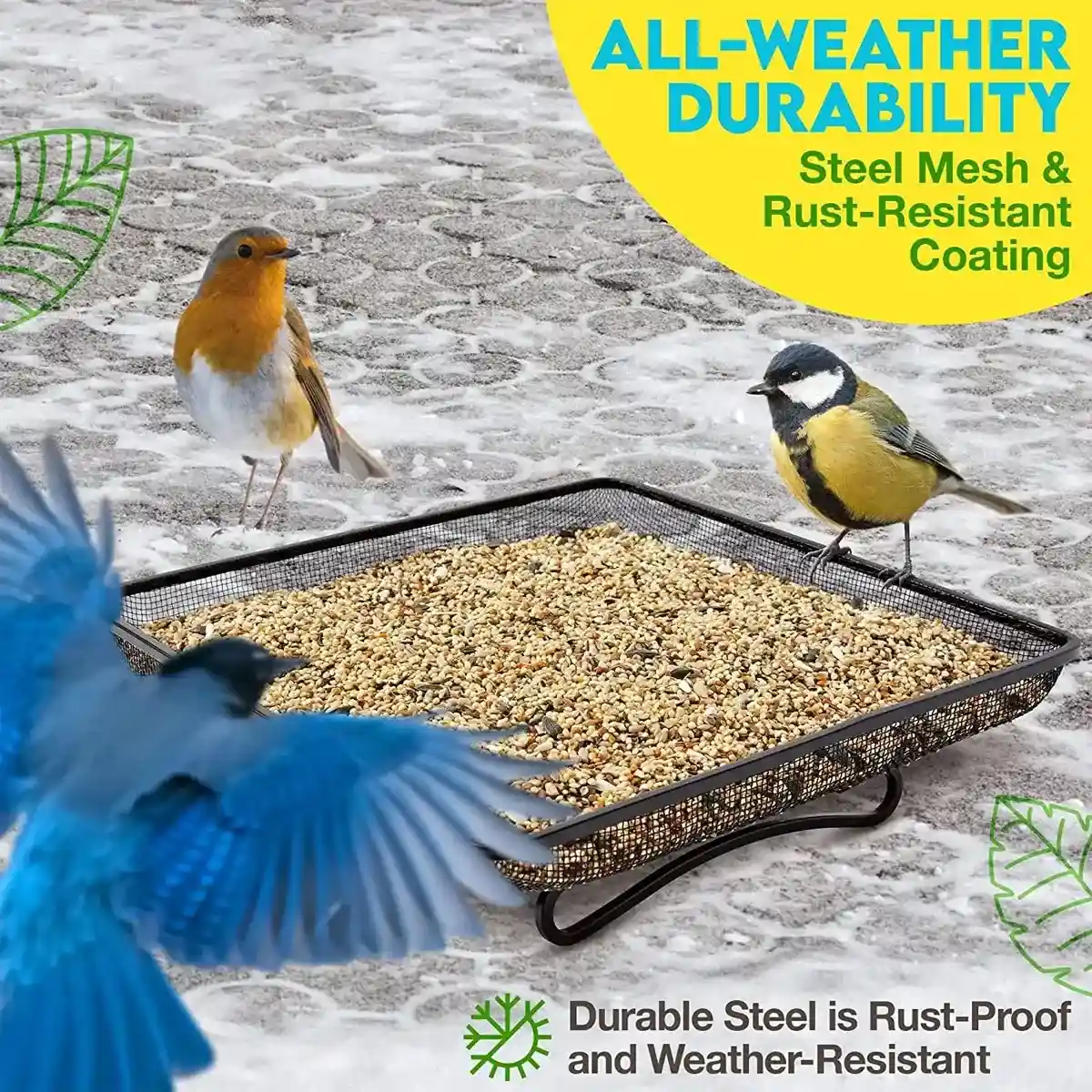 Rust-Resistant Outdoor Tray with Square Metal Bird Feeder Design - Image 7