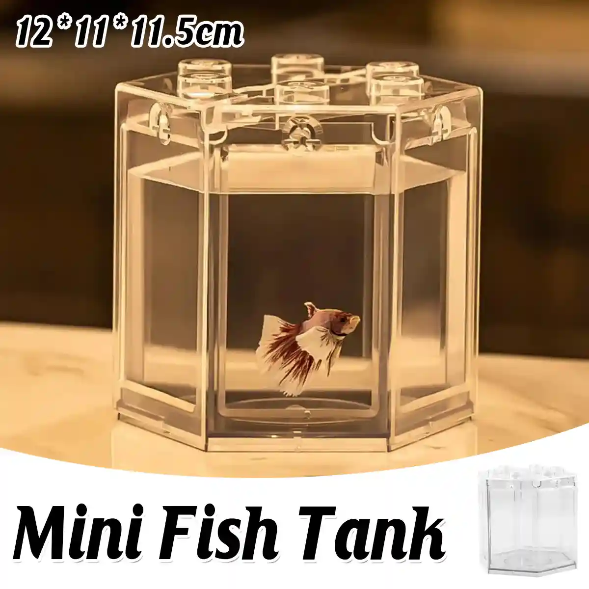 Mini Fish Tank Clear Desktop Aquarium for Betta & Small Fish