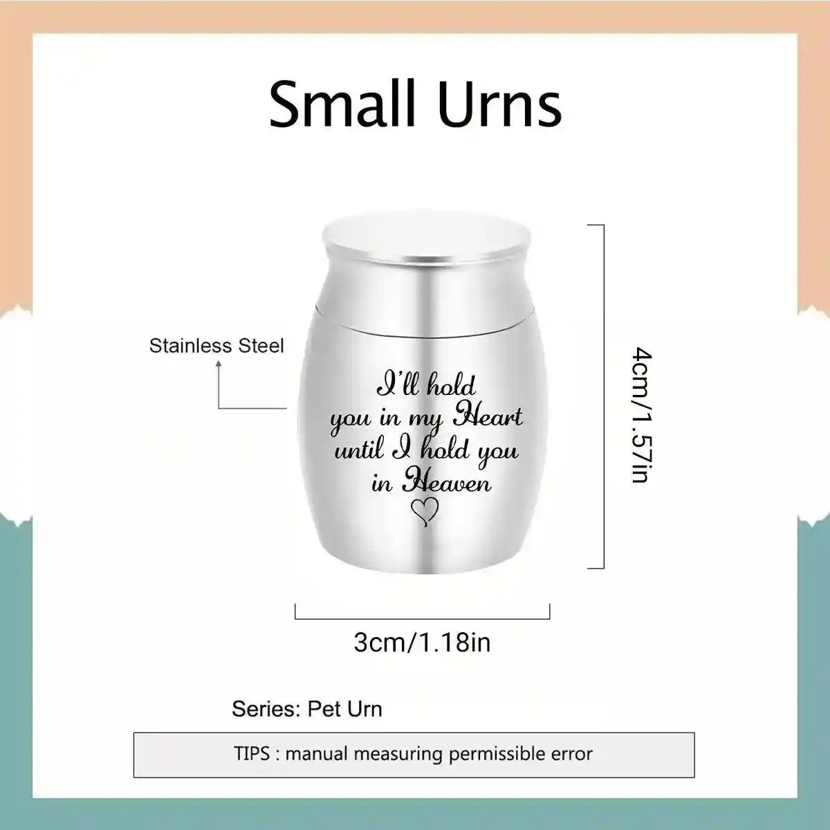 Mini Stainless Steel Pet Urn Keepsake for Ashes - Image 12
