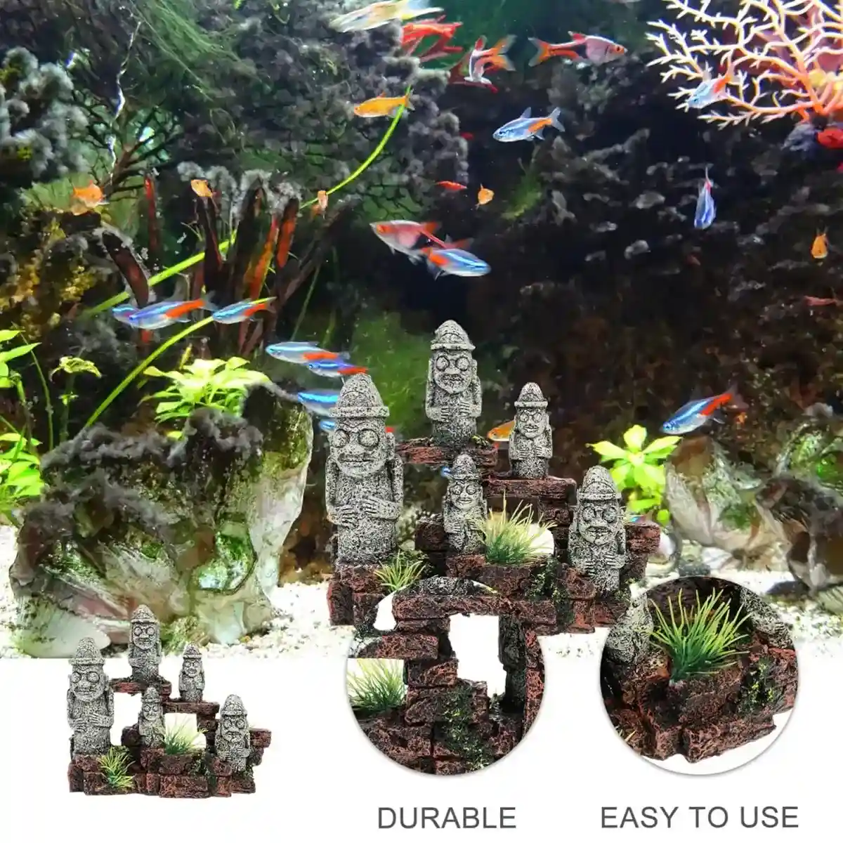 Easter Island Ornament Moai Statues Fish Tank Decoration Resin Model - Image 8