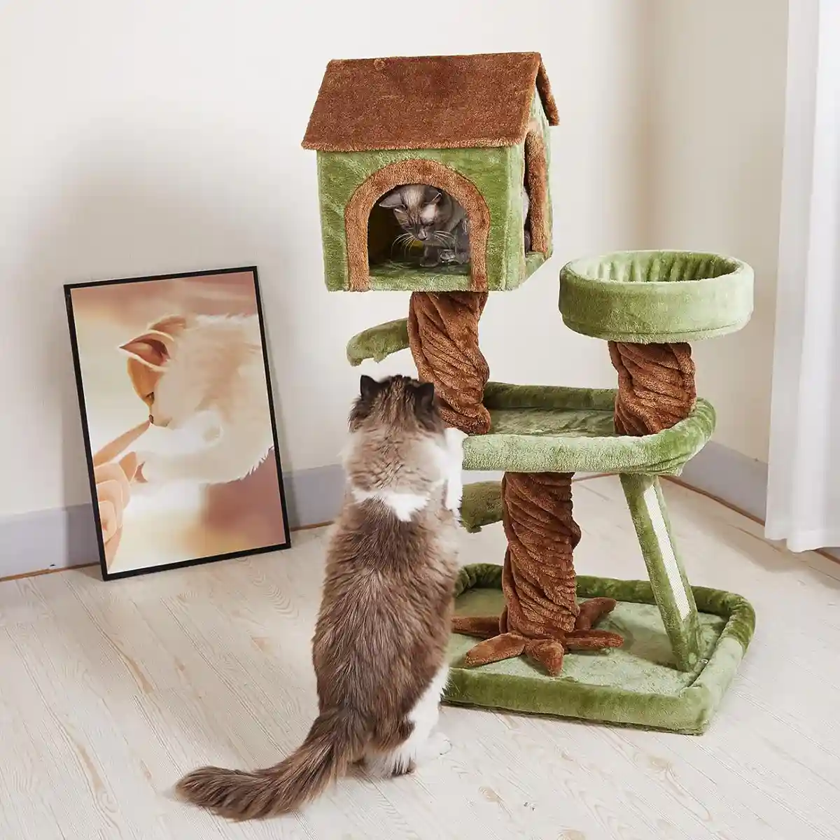 Multi-Level Modern Cat Tree With Cozy Condo And Scratching Board - Image 6
