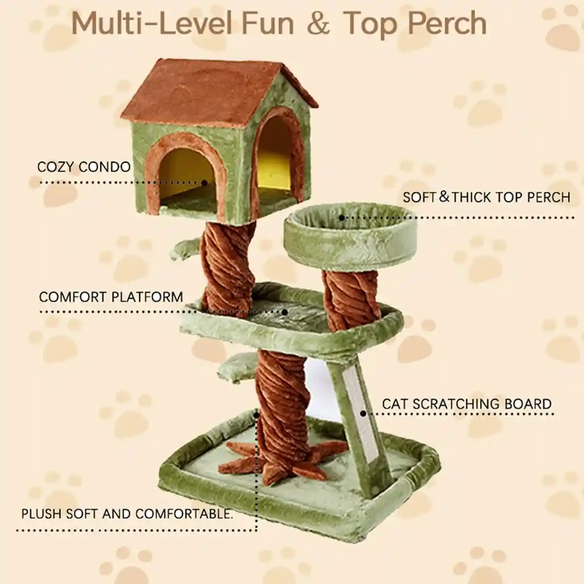 Multi-Level Modern Cat Tree With Cozy Condo And Scratching Board - Image 8