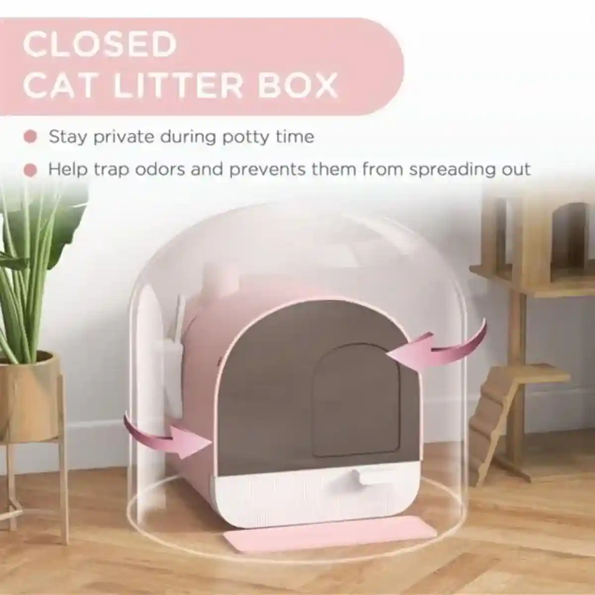 Fully Enclosed Cat Litter Box Large Litter Box with Drawer Cat Toilet Tray - Image 4