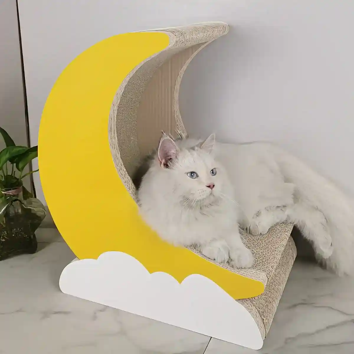 Moon Shape Cat Scratching Lounge with Cloud Base - Image 11