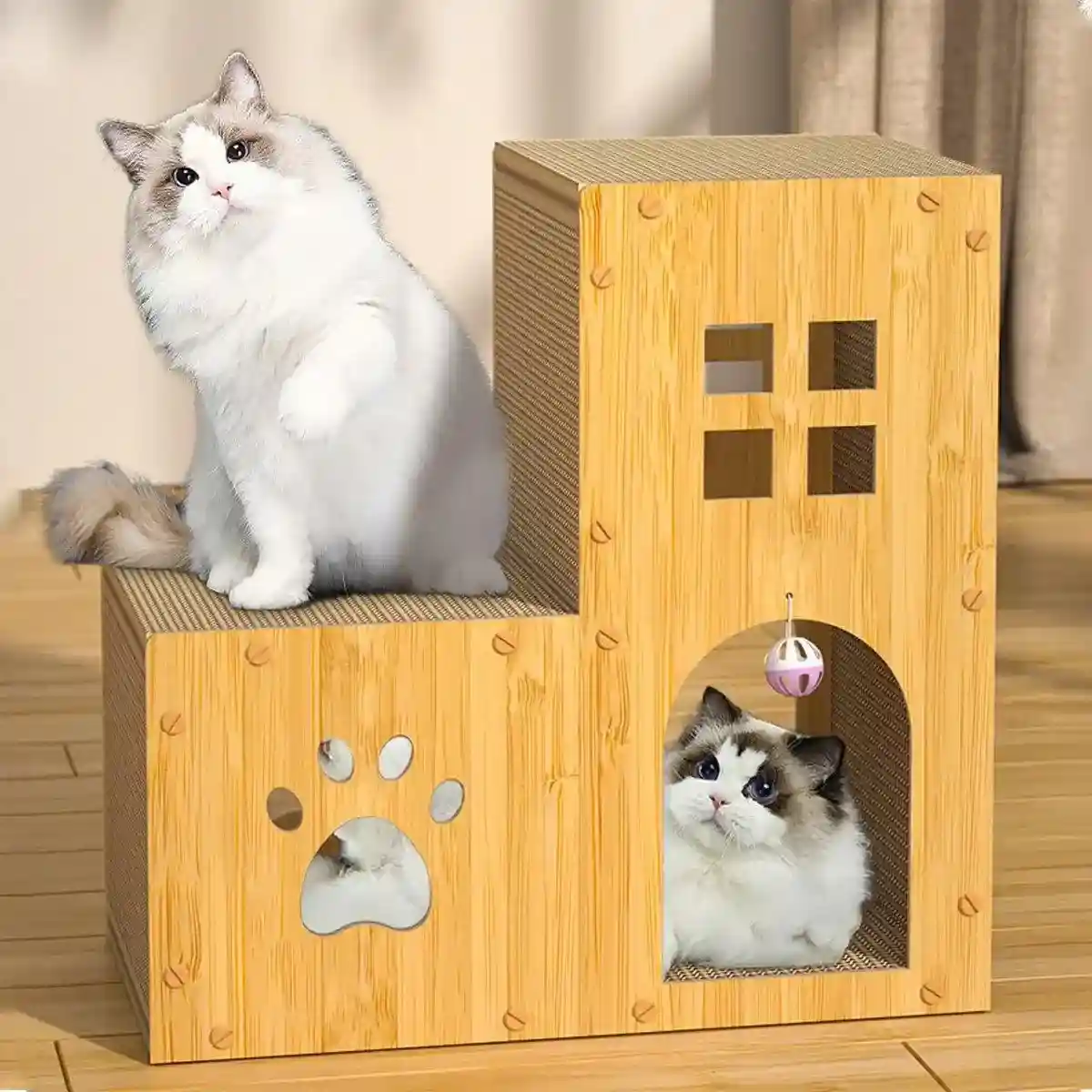 Multi-Function Cat Villa Double-Layer Cat House with Scratching Post - Image 7