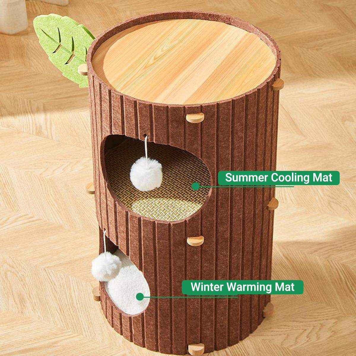 Stylish Multi-Layer Tree Trunk Cat House Indoor for Rest & Play - Image 3
