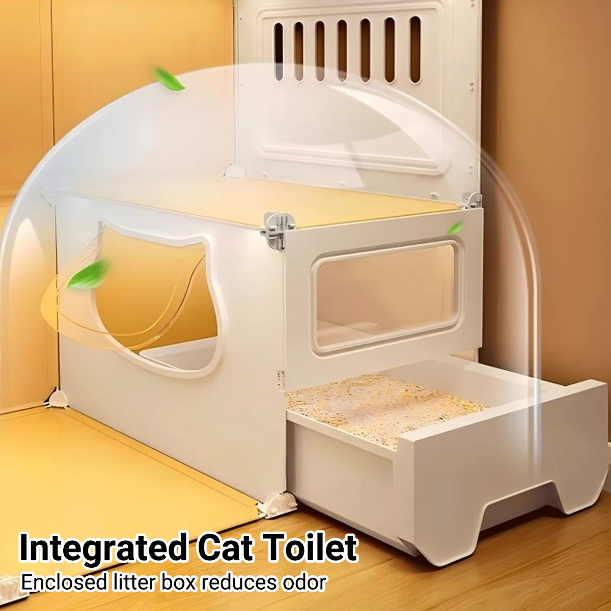 Multi-Level Cat Villa With Litter Drawer & Clear Panels - Image 17