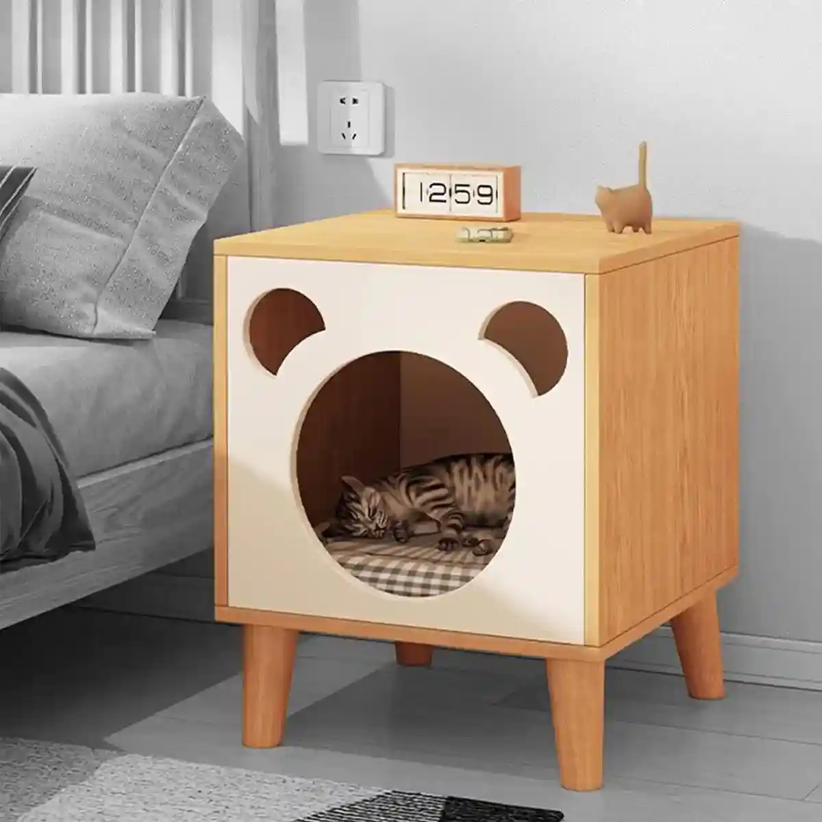 Multifunctional Cat Bedside Table Cozy Cat House and Nightstand - Image 13